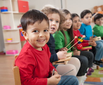Toddlers with musical instruments 