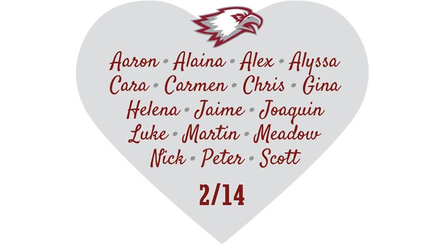 a heart with the names of the MSD victims
