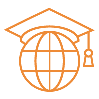 graduation cap on world globe icon