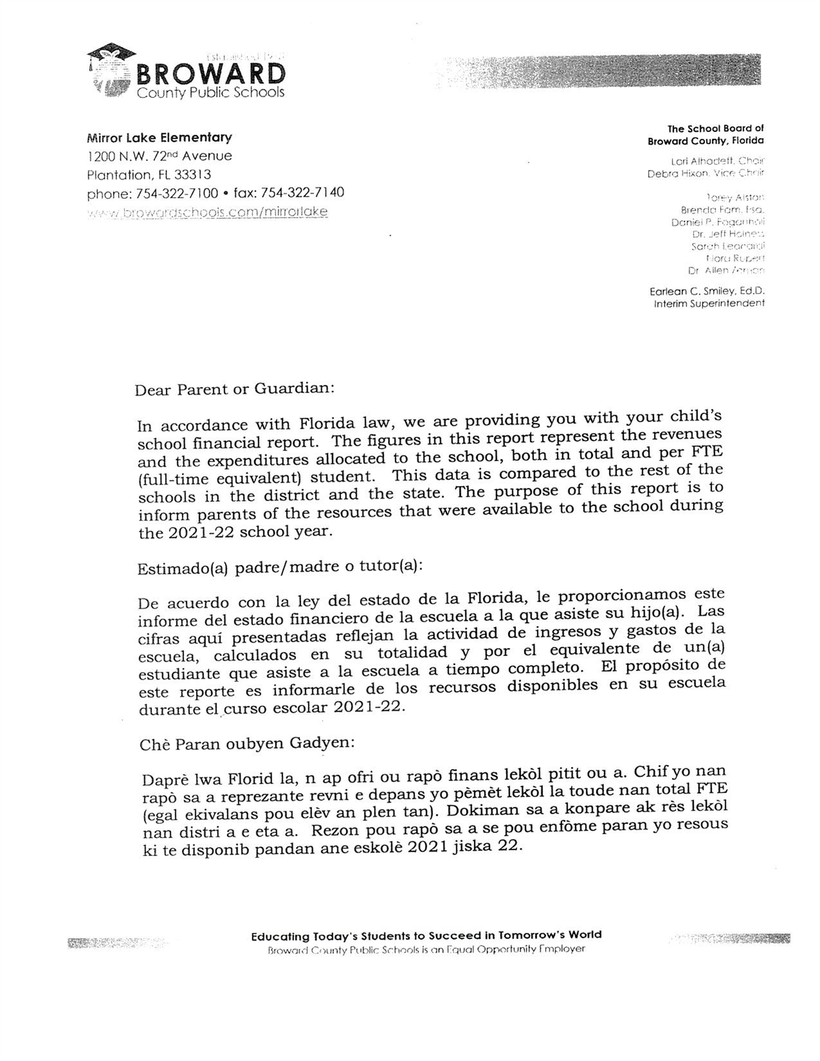  Student Financial Report