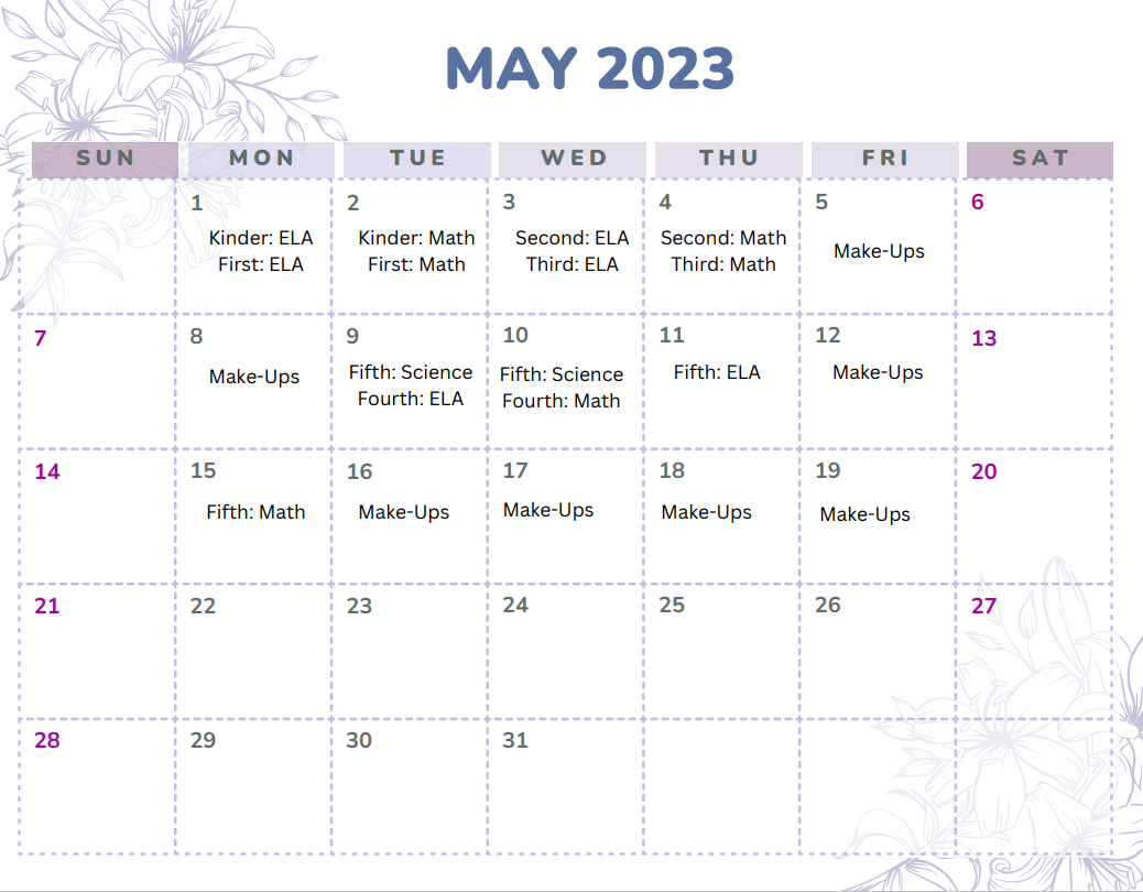  PM3 Testing Calendar