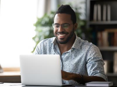 Guy logging into the portal