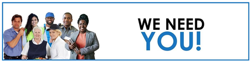 We Need You! - displaying a representation of 7 employees depicting various non-instructional roles 