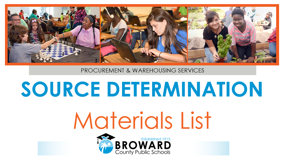 Source Determination Materials List Source Determination Materials List