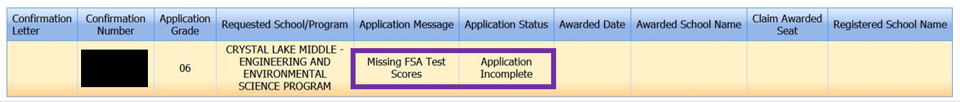 Application confirmation page example