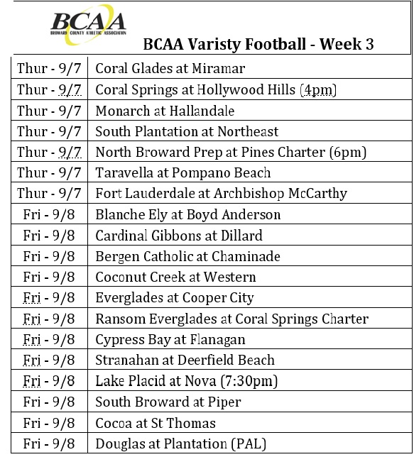 2023 BCAA VARISTY FOOTBALL SCHEDULE 