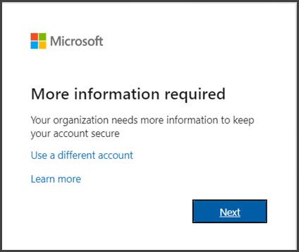 A box saying more information is required to sign in