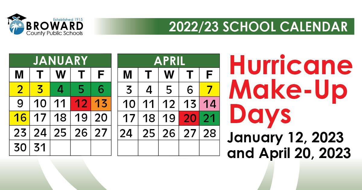 BCPS Hurricane Make Up Days Are January 12 And April 20 2023