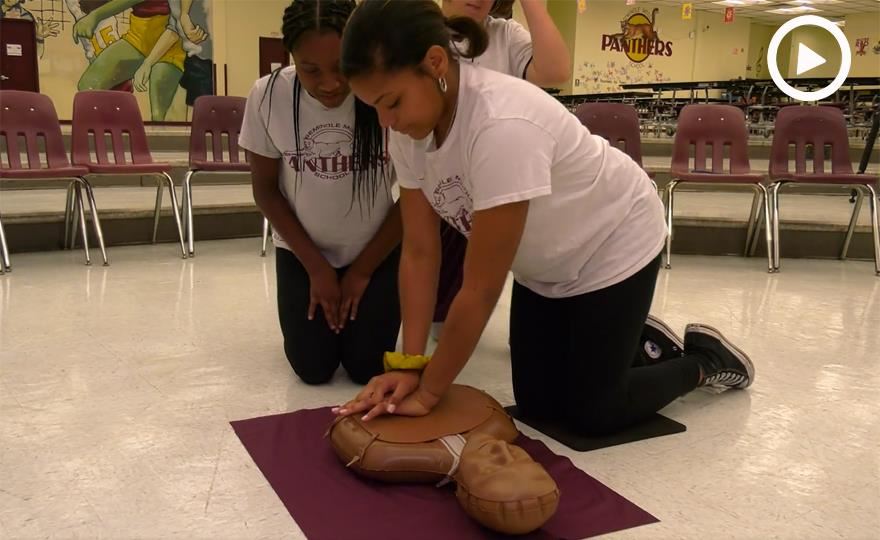 Seminole Middle School Student Practicing CPR