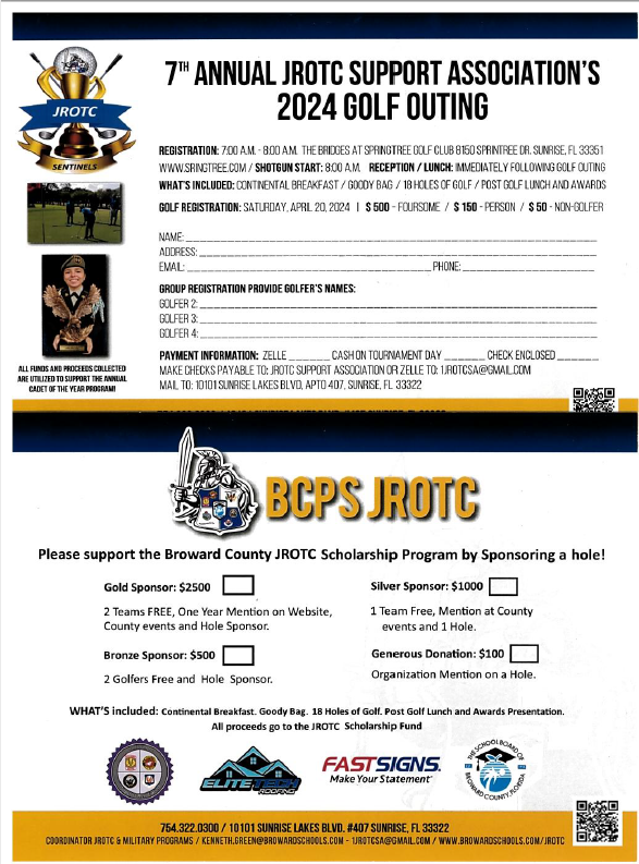 7th Annual JROTC Support Association's 2024 Golf Outing 