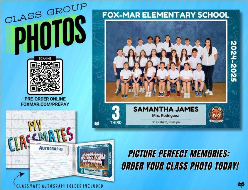 Information on date for class photo and to prepay for photos 