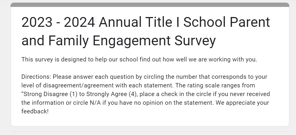  Title I Parent Survey