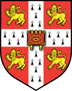 Cambridge Program shield with lions in four corners with red backgrounds