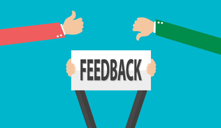   feedback poster with thumbs up and thumbs down