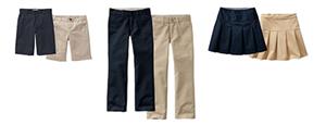 Dark green and Khaki shorts, pants, and skorts 