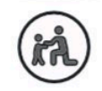 Parent kneeling and helping a child 