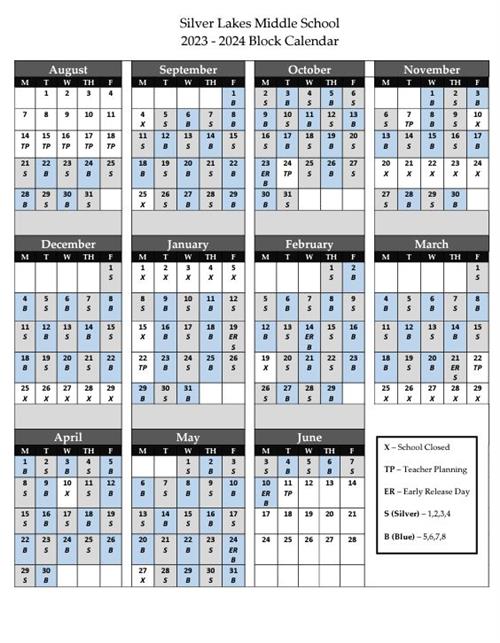 Silver & Blue Calendar 