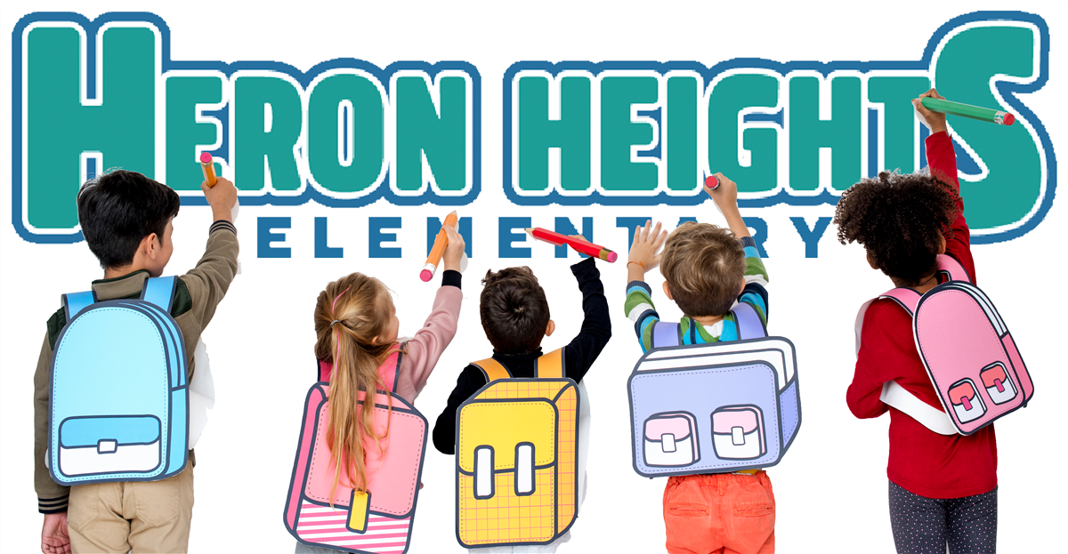 Kids drawing on a wall the words Heron Heights Elementary School
