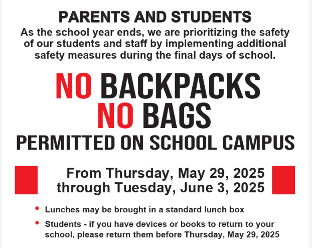  No Backpacks