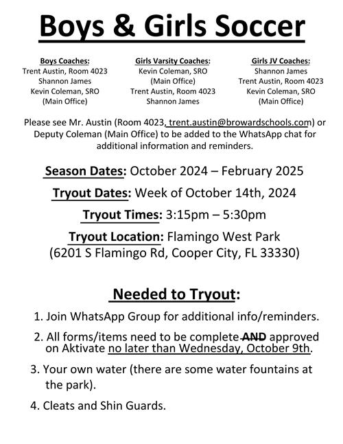 Boys & Girls Soccer Info
