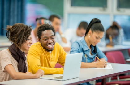 Students taking a survey