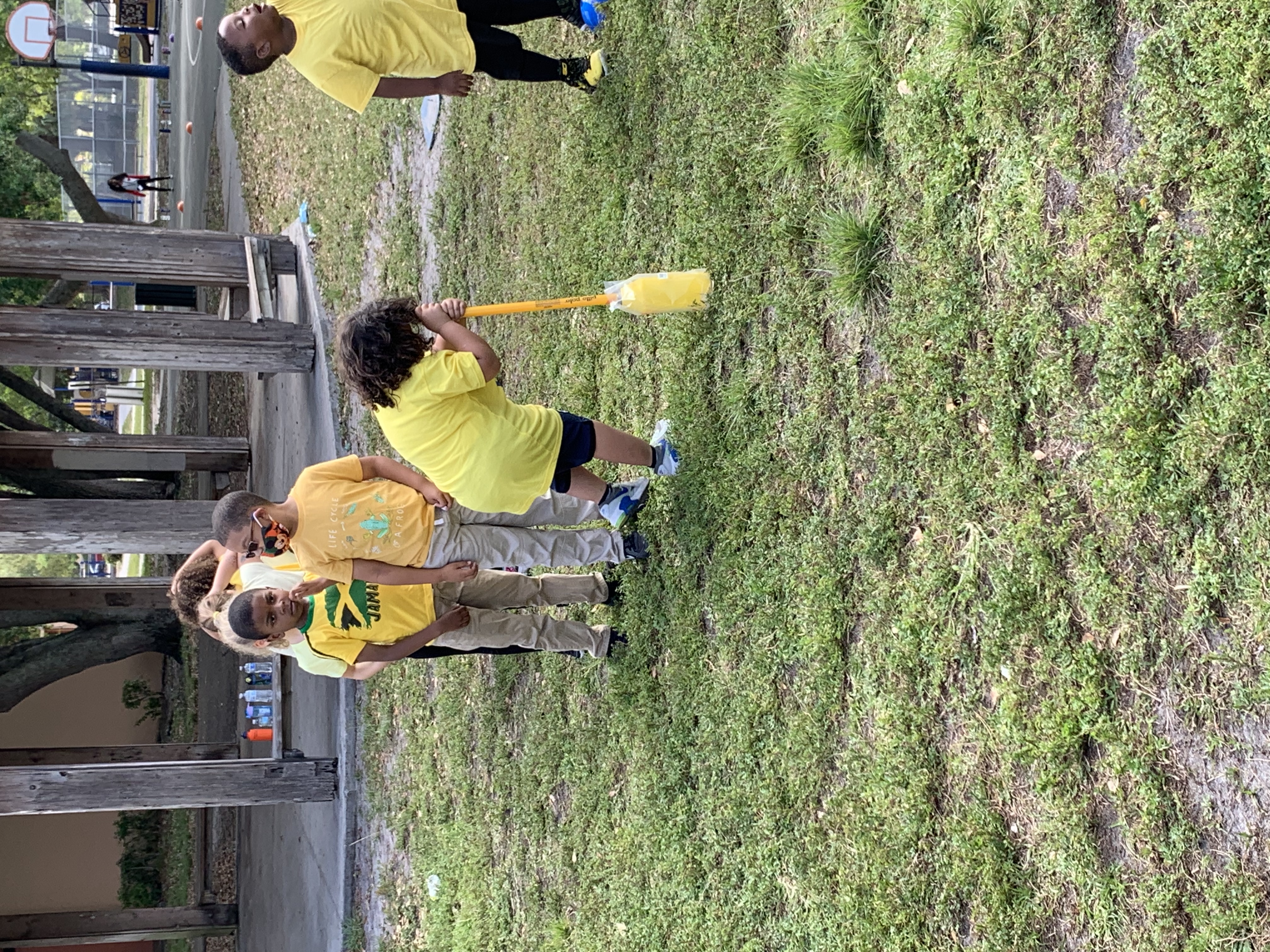 students line up to play a game