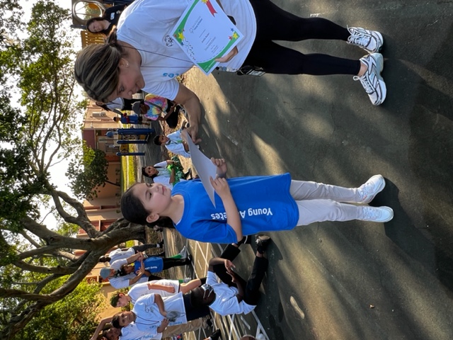 student receiving an award