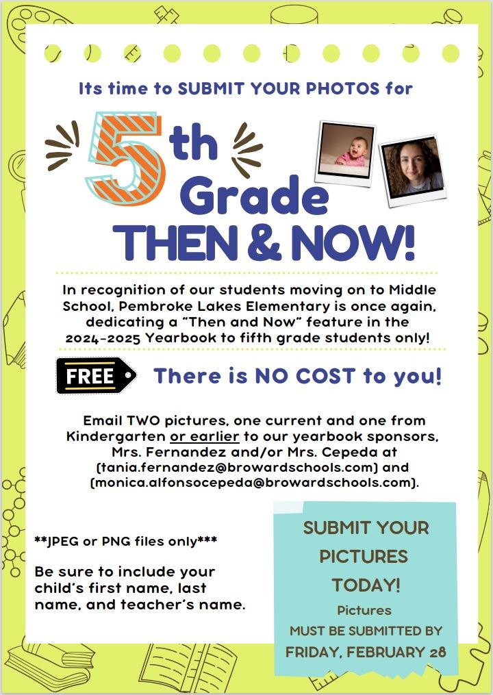  FREE - FREE - FREE FIFTH GRADE PARENTS ONLY!