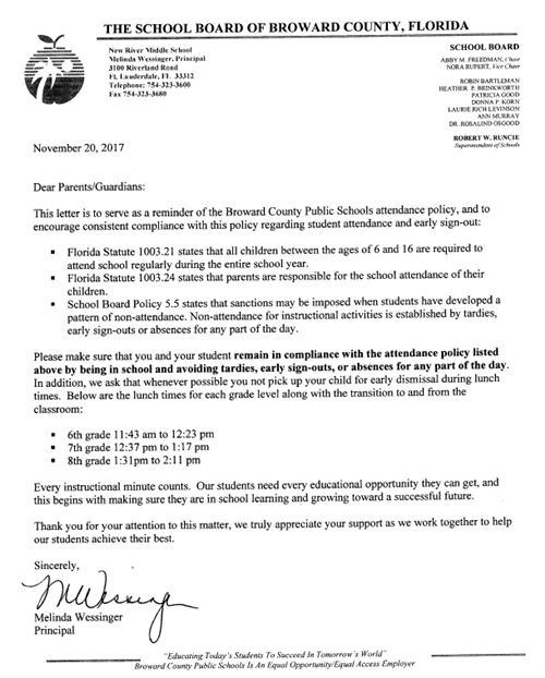 Attendance Letters To Parents Templates