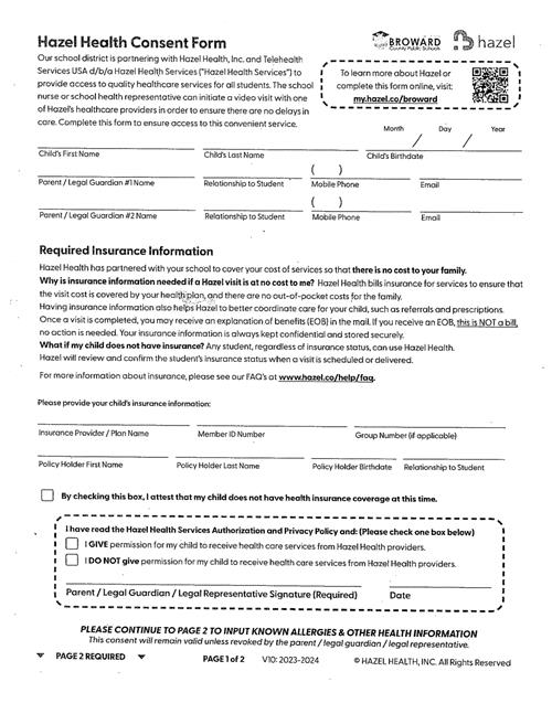Hazel Medical Health Consent Form