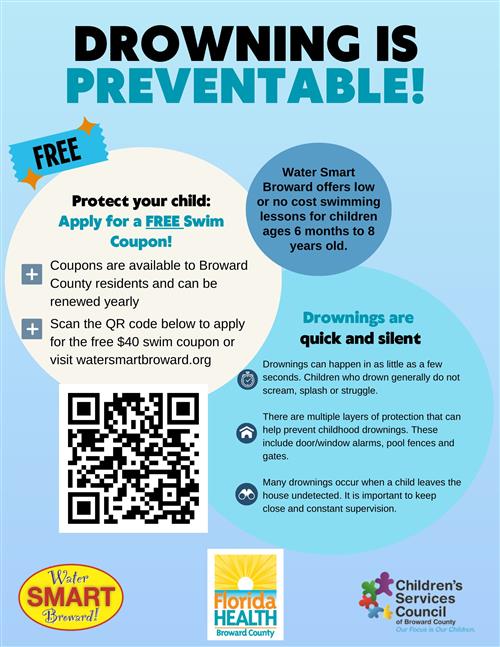 Drowning is Preventable. Free Swimming Coupon