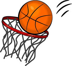 Basketball going through hoop 