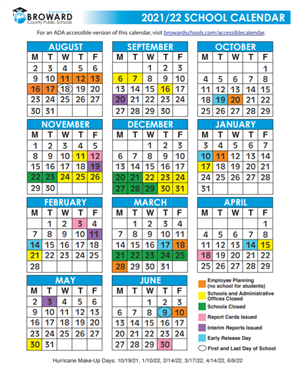 2021 - 2022 School Calendar