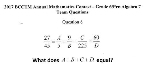 BCCTM Sample Math Question 