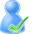 Person Profile and green check mark