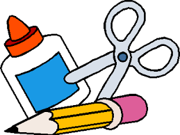  Bottle of Glue, Scissors, and Pencil