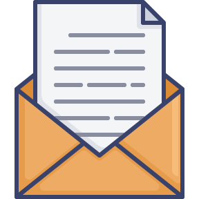  envelope with letter sticking out