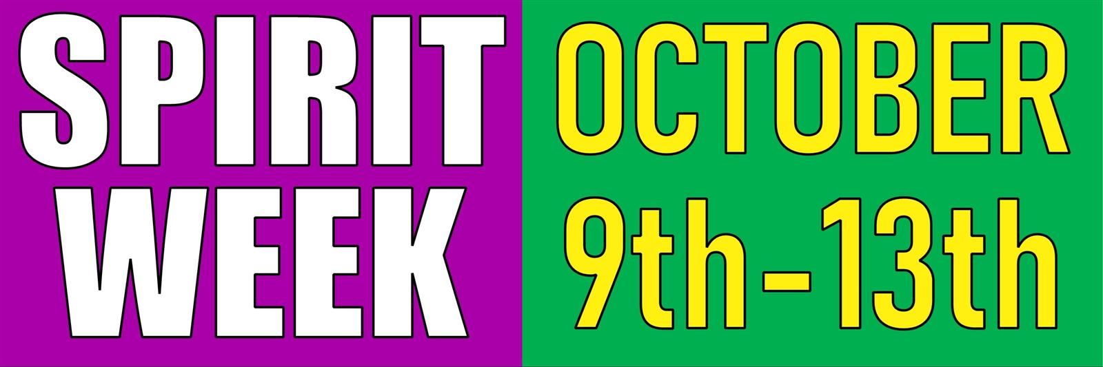  SPIRIT Week Activities October 9-13
