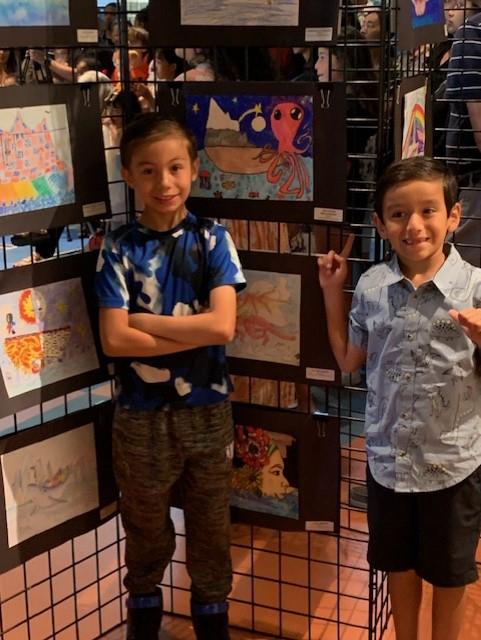 student with art