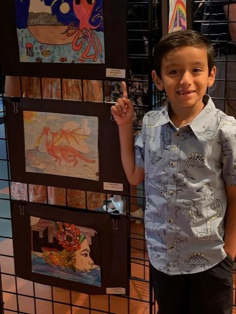 student with art