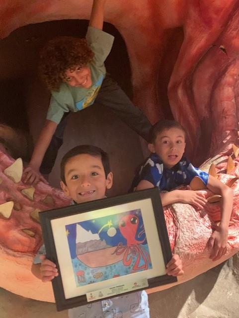 student with art